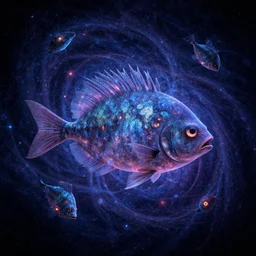 cosmic lovecraft giger fractal random fish portrait, pixar style, by tristan eaton stanley artgerm and tom bagshaw.