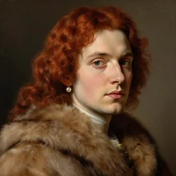 close - up portrait of евгении шварц in karamora series, reddish wavy hair, with a pearl earring, dressed in a rich furcoat!!!, beautiful, cinematic lighting, highly detailed, digital art, oil painting, highly detailed, sharp focus, matte painting, renaissance painting, by kinkade, by alphonse mucha, by leyendecker, by rutkowsky,
