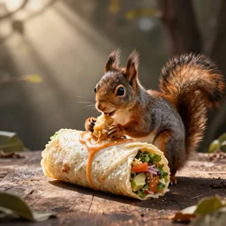 a burrito eating a squirrel