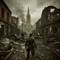 Dublin in ruins post-nuclear war in Fallout 4, in game screenshot
