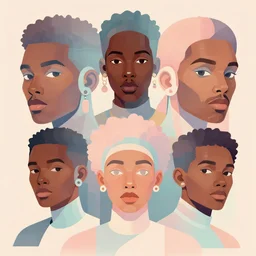 overdetailed hypermaximalist portrait art by paul lewin and harry pack. award winning afrofuturist artwork. pastel complementary colours. polished. vectorgraphic illustration. slightly shaded.