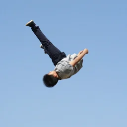 a boy flying making a t - pose on sky, zoom, rare fottage
