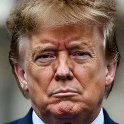 face macro shot, afro donald trump, overcast