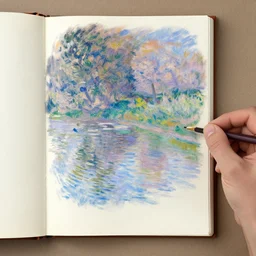 ren boek drawing in the style of monet