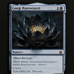 a beautiful and hyperdetailed trading card of a black lotus flower, in the style of magic the gathering!!!! 8 k, volumetric lighting, cinematic, find detail, cell shaded, intricate detail, octane render, art by greg rutkowski and albert bierstadt
