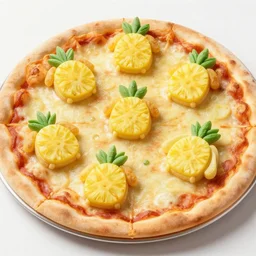 dog shaped pineapple toppings on a pizza