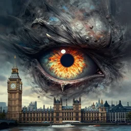 digital art eye of sauron over london