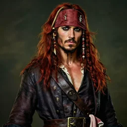 portrait painting of a 3 0 years old rugged masculine muscular male seductive flirtatious pirate long long hair soft hair flowing hair crimson hair upper body only chest hair long coat elegant rugged handsome unreal render cinematic lighting art 1 9 2 0 period drama by bussiere rutkowski andreas rocha