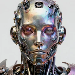 an uncut overdetailed hypermaximalist face portrait shot of biomechanical robot, by subjekt zero,. inspired by intricate detail inspired by brian allan flyland design, beastwreck and jimbo phillips feat igor goryunov. complementary colors. irridescent metal surface. polished. heavy machinery influence. heavily stylized by subjekt zero.