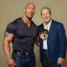 a beautiful matte painting of dwayne the rock johnson, by bob ross and thomas kinkade