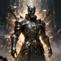 a medieval sci fi portrait of a shadow mage with massive metal ornaments protruding from armor, majestic and futuristic, cinematic lighting, high detail, futuristic medieval, ornate metal, unreal engine, octane render, art by vitaly bulgarov artstation!!!!, destiny concept art, fog volumes, color glowing aura, post processing, cgsociety