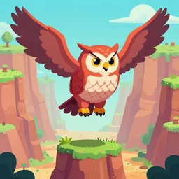 A samurai riding a giant owl over a colorful canyon, video game art, 2.5D, by Anton Fadeev, trending on artstation