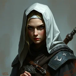 a detailed portrait of a warrior nun by justin gerard and greg rutkowski, digital art, realistic painting, dnd, dungeons & dragons, character design, trending on artstation