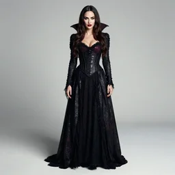 megan fox posing as a vampire in gothic clothing m, full body