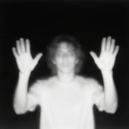 overexposed color film photograph a creepy, ghostly black and white photo of a man with his hands in the air by reuben nakian, zbrush central contest winner, gutai group, ambient occlusion, demonic photograph, velvia