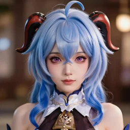 genshin impact, ganyu, very beautiful face, ultradetailed face, ultrarealistic, sharp focus, photorealistic, 5 0 mm bokeh, octane rendered, lumen technology, unreal engine 5, ray tracing, rtx reflections, film still