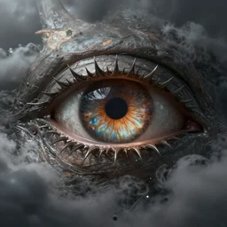 highly detailed eye of sauron in the stormy clouds soft lighting insanely detailed concept are by luis royo, lotr, soft lighting, particle fx renderer photorealistic