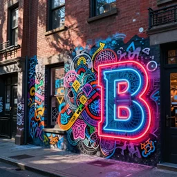 street graffiti in brooklyn, new york, neon effect, street view, intricate, professional photo