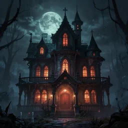 spooky mansion in Cultist Simulator style, 4k, trending on artstation