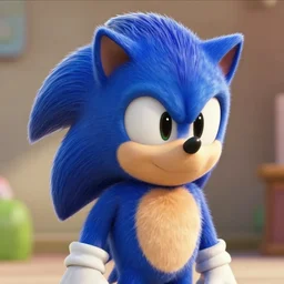 film still of real life sonic the hedgehog in movie, very fluffy and cute, beautiful light,