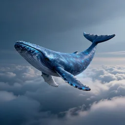 whale flying through clouds, cinematic lighting, bioluminescent, dan mumford, artgerm, greg rutkowski, artstation