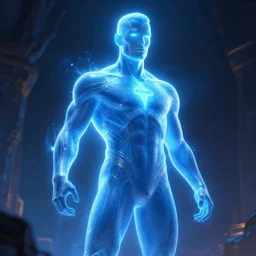 savitr, savitar god of speed in magical world, blue light, clear face, full body, digital painting, illustration, by greg rutkowski, artstation, devainart, glowing effect, hyperdetailed, hyperreal, 8 k, atmospheric, cinematic lighting, golden ratio