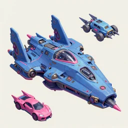 game asset of cyberpunk starship and vehicles infused with zerg hydralisk, in gouache detailed paintings, props, stylized, 2 d sprites, kitbash, arcane, overwatch, blue and pink color scheme, 8 k, close up