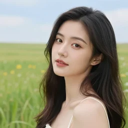 photo of a very beautiful!! woman in an endless heavenly meadow, close up, 8 k, hdr, smooth, sharp focus, high resolution, award - winning photo, trending on artstation, dslr, 5 0 mm