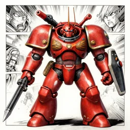 a battletech red bat - mole illustrated in manga style