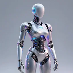 high octane 4K 3D render of a smooth simple high-tech cyberpunk humanoid futuristic sci-fi robot, neon lights, metallic, in the style of Daniel Dociu, dramatic lighting, vibrant colors, Trending on Artstation HQ, 4K, UHD, High quality, Unreal Engine