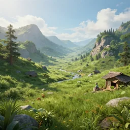 beautiful landscape, Unreal Engine 5, RTX, AAA Game, Detailed 3D Render, Cinema4D