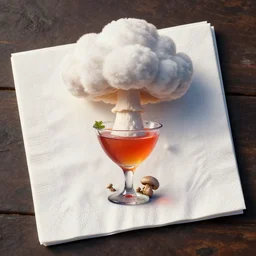 mushroom cloud on a cocktail napkin, octane, unreal engine,