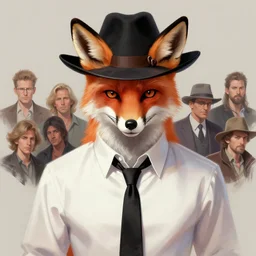 A digital painting of a Fox with a mafia hat a Black Tie on a white Shirt, by Stanley Artgerm Lau, frank frazetta, Rossdraws, James Jean, gerald brom, Andrei Riabovitchev, Marc Simonetti, and Sakimichan, trending on artstation, SFW version