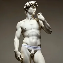 statue of david calvin klein underwear photography advertisement