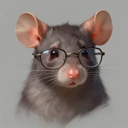 character design portrait of an anthropomorphic furry rat girl with rat ears, wearing medium - sized glasses, looking at the camera, 4 k, concept art, by wlop, ilya kuvshinov, artgerm, krenz cushart, pixiv.