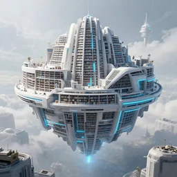 concept art of a science fiction infinite library, planet library, library infinity, science fiction, neons, brutalism, white and grey and blue