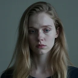 an cinematic headshot portrait of a skinny pale woman, pretty, sad, long hair, ultra realistic