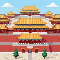 the forbidden city, 3 2 - bit pixel art game scene style, highly detailed,