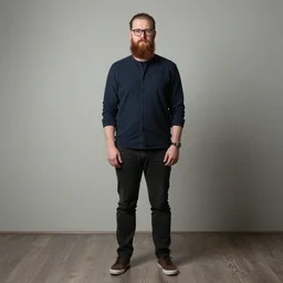 full body portrait of attractive bearded male with glasses by tom of Finland