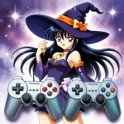 a sparkling image of a ps2 magical anime witch