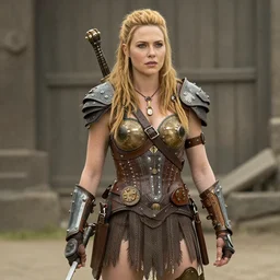 photo of karen gillan as a steampunk amazon warrior