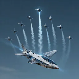 futuristic aircraft formation