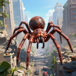 giant arachnids attacking the city, realistic, arachnophobia, unreal engine 5, global illumination, detailed environment, bright colours, cinematic, atmosphere, 4 k