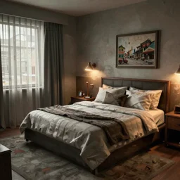 hotel bedroom from the 2 0 0 0 s trending on artstation 3 2 k intricate artstation hd cgsociety contest winner polycount hd detailed medium shot stuffy atmosphere dim lighting