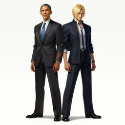 fusion of barack obama and vergil from devil may cry, concept art, featured on pixiv, official art, 2 d game art, dynamic pose, anime aesthetic