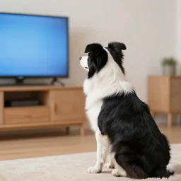 border collie watching tv