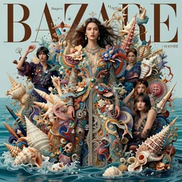 pretty model with ocean and shell : : by martine johanna and simon stalenhag and chie yoshii and casey weldon and wlop : : ornate, dynamic, particulate, rich colors, intricate, elegant, highly detailed, vogue, harper's bazaar art, fashion magazine, smooth, sharp focus, 8 k, octane render