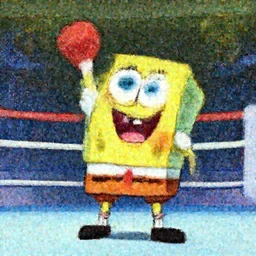 spongebob squarepants after winning a boxing match