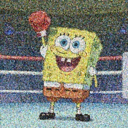 spongebob squarepants after winning a boxing match