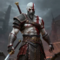 hyperealistic, 8 k, hd, high quality, artstation art of kratos